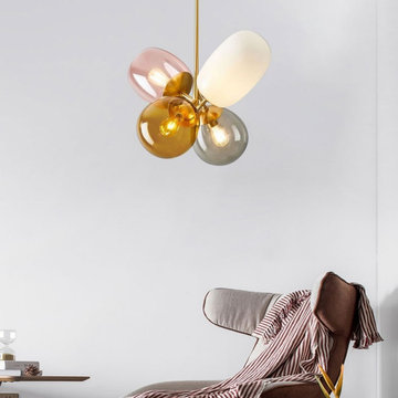 $157.99 Modern Lovely 4-Light Chandelier Colorful Glass Balloon Ceiling Light fo