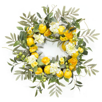Melrose Home Decorative Lemon/Floral Wreath 22"D Foam/Plastic