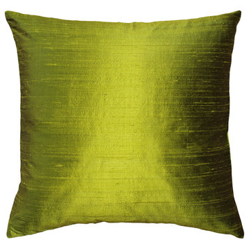 Pillow Decor Sankara Silk Throw Pillows 16"x16", Chartreuse