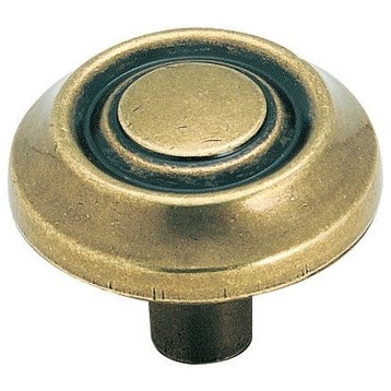 Knob, 1-1/4" Diameter, Burnished Brass