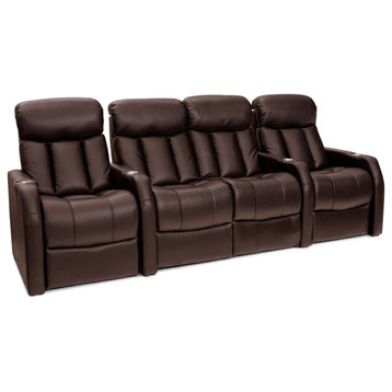 Seatcraft Squire Home Theater Seating, Brown, Row of 4 With Loveseat