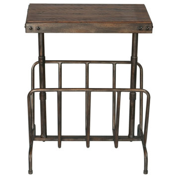 Uttermost 25326 Sonora 12"L Iron and Walnut Wood End Table - Charred Walnut