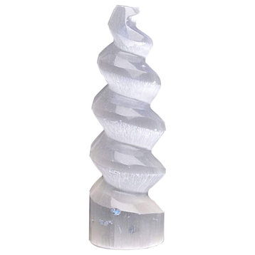 Selenite Crystal Tower Spiral Medium, Healing Stones & Home Decoration - 1 PC
