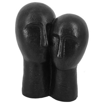Polyresin 11" Couple Heads Sculpture, Bronze