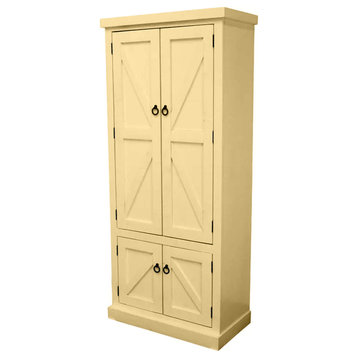 Rustic Extra Wide Kitchen Pantry Cabinet, Cupola Yellow