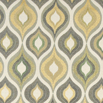 Gold, Blue and Green, Bright Contemporary Upholstery Fabric By The Yard