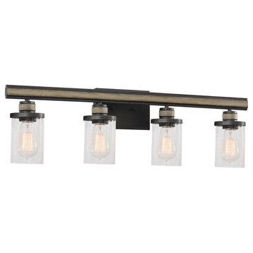 4 Light Vanity Light Fixture in Transitional Style - 9 Inches tall and 30