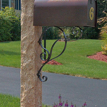 Granite Mailbox Post with Copper Colored Mailbox