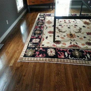 Dark Walnut Stain over White Oak Hardwood Floors in Wellesley, MA