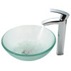 Kraus C-GV-101FR-14-12mm-1810CH Frosted 14" Glass Vessel Sink and Visio Faucet