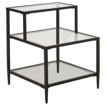 Hillsdale Furniture Harlan Metal and Glass End Table, Black