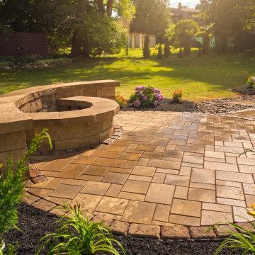 Paver Patio Firepit Installation Ballston Spa, NY Backyard