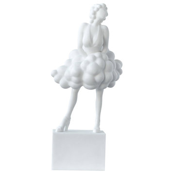 Artificial White Marble Stone Lady Figurine Decorative Object or Figurine, White
