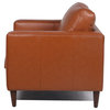Bickford Leather Chair With Tufted Seat in Camel
