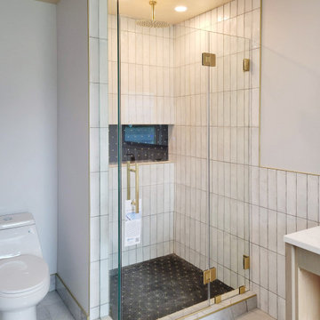 Custom Corner Shower with Hinged Door