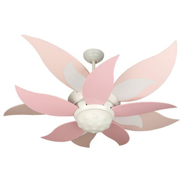 Craftmade Ceiling Fan, White Bloom With 52" Pink Blades