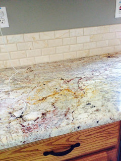 Granite Color To Avoid The Builder Grade Look Typhoon Bordeaux With Low Backsplash And A Sage Y Green Disregard Stark White Switch Plates Bs Just Completed Will Be Swing Those Out For