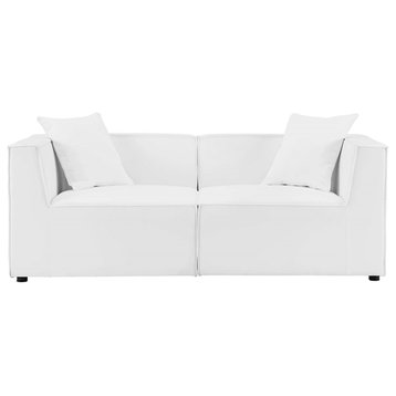 Saybrook Outdoor Patio Upholstered 2-Piece Sectional Sofa Loveseat White