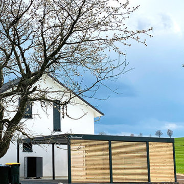 Perfektion in Stahl und Holz: Entdecken Sie unseren modernen Doppelcarport!