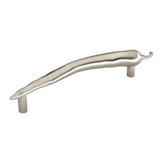 Matte Nickel Chili Pepper Drawer Handles, Set of 5, Left Facing