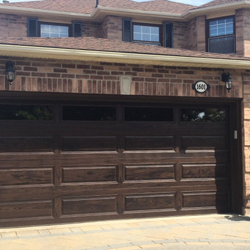 Traditional Residential Garage Door Installation-Wood Look Steel Door