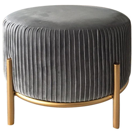 Lexi Velvet Stool, Gray