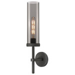 Innovations Lighting - Lincoln, 1 Light 12" Sconce, Weathered Zinc, Plated Smoke Glass - The Lincoln collection makes a statement with bold and striking details. The impressive glass cylinder shade sits atop a refined metal frame that features perfectly placed knurling details. Lincoln is a gorgeous addition to traditional or restoration decor.