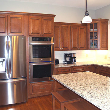 Cherry Raised Panel Kitchen Cabinets & Island