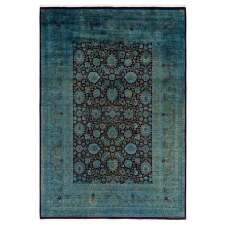 Overdyed, One-of-a-Kind Hand-Knotted Area Rug Blue, 6'2"x8'10"