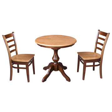 30" Round Top Pedestal Table - With 2 Chairs