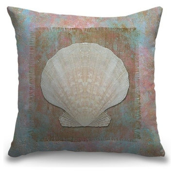 "Burlap Shell Oasis" Pillow 16"x16"