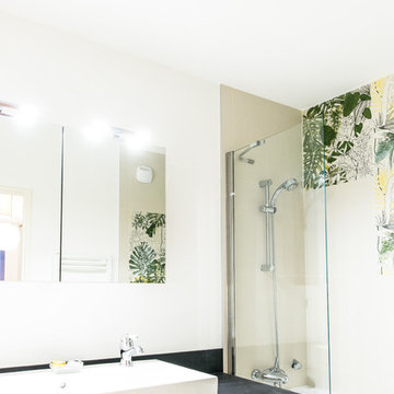Salle de bains modèle Natura en Coco Bolo & roche noir