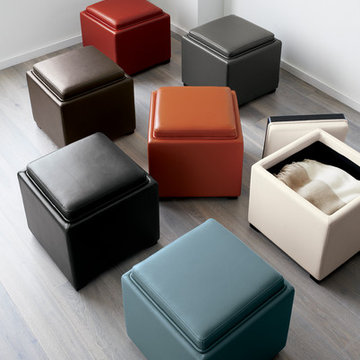 Stow Leather Storage Ottoman