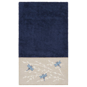 Linum Home Textiles Turkish Cotton Braelyn Embellished Bath Towel, Navy