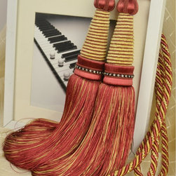 4 Colors QYM02 Faux Silk Curtain Tassel Tie Backs in Red Color - Window Treatment Accessories