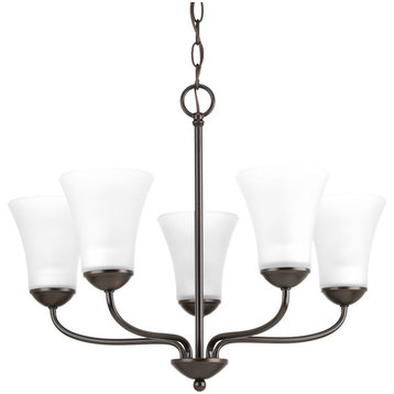 5-Light Chandelier, Antique Bronze Finish  With Etched Shade