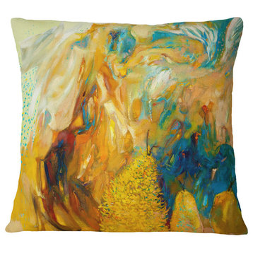 Abstract Yellow Collage Abstract Throw Pillow, 16"x16"