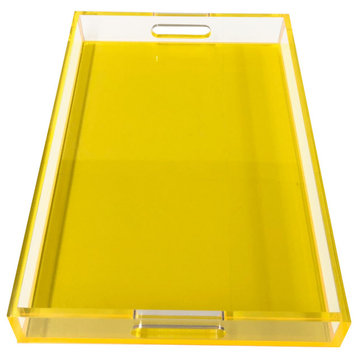Lucite Tray with handle, Yellow