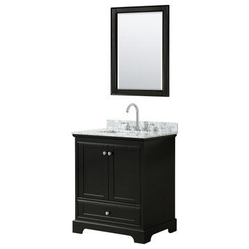 Deborah 30" Single Vanity, Dark Espresso, Top, Square Sink, 24" Mirror