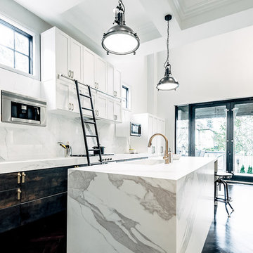 White, black + brass