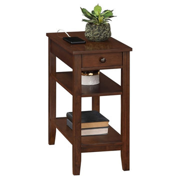 American Heritage One-Drawer End Table w/Charging Station in Espresso Wood