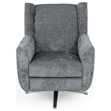 Contemporary Accent Chair, Swivel Function With Cushioned Seat & Wingback, Gray