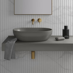 Picasso Pebble Grey Countertop Stone Basin 580mm - Bathroom Sinks