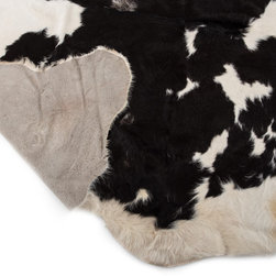 Luxury Natural Cowhide Area Rug,Handmade, Gray, Brown, Black, White, Large 7'7"x - Novelty Rugs