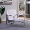 Fifth Avenue Leather and Stainless Steel Accent Chair, White