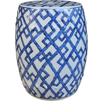 Garden Stool Bamboo Joints Backless Blue Colors May Vary White