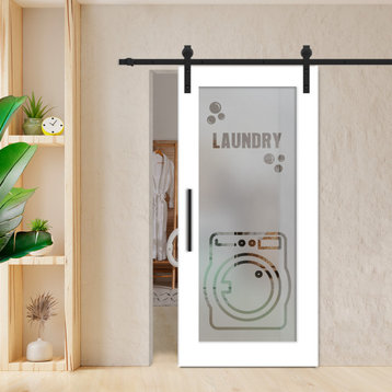 Wooden Laundry Door With Glass Design , 26"x84", Semi-Private