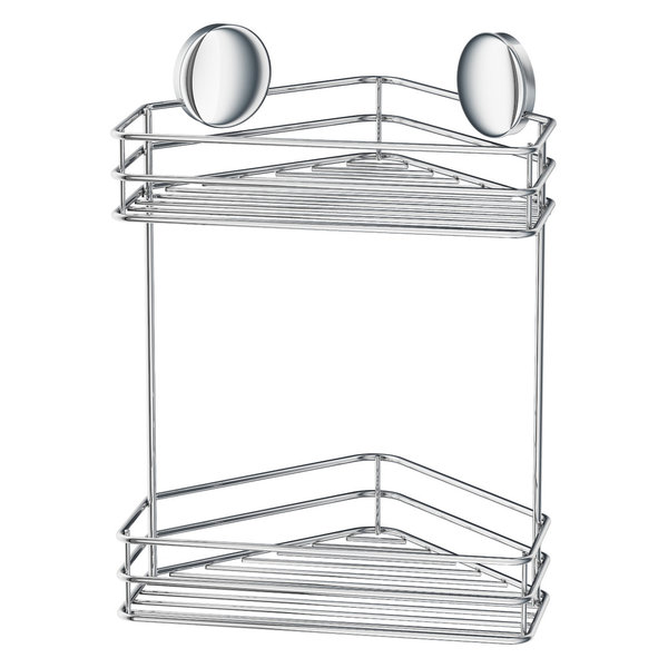Self Adhesive Double Corner Shower Basket, Polished Chrome