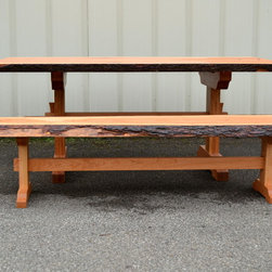Live Edge Cherry Dining Table and Bench - Dining Sets