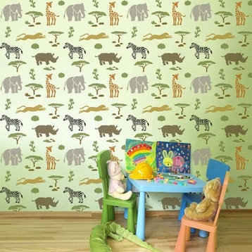 African Safari Allover Stencil, Cute Trendy DIY Stencils For DIY Home Decor